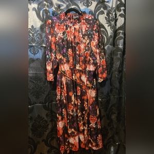 Torrid clip dot chiffon mock neck tea length dress 3X